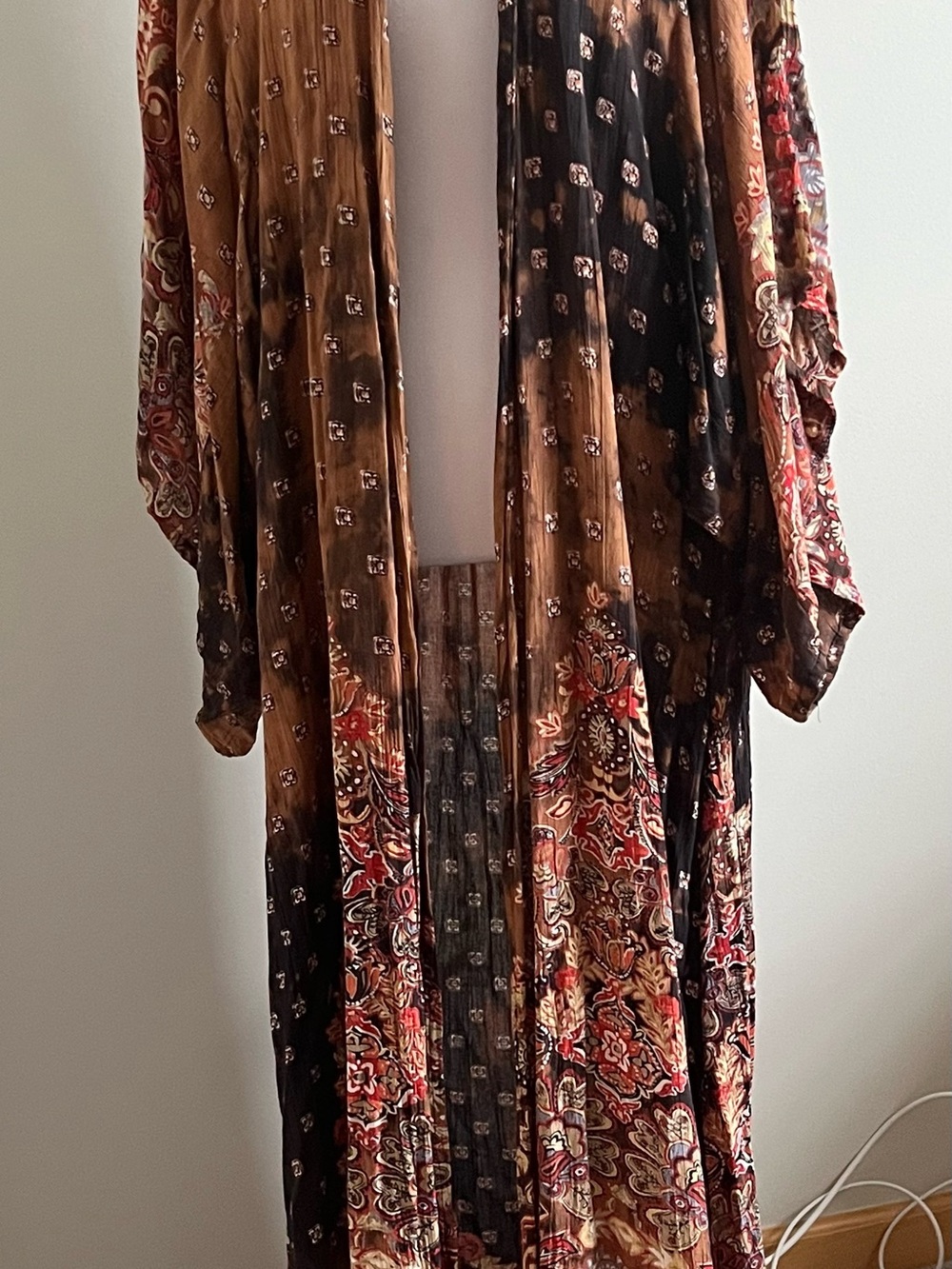 Angie Brown Black Multi Paisley Duster Tunic